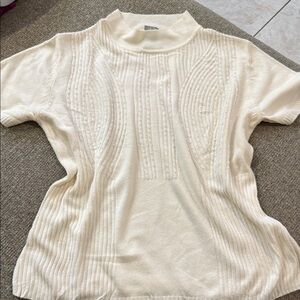 Sag Harbor Ivory Knit Top with Textured Detail